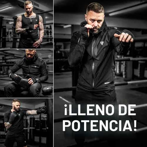 Vista 5 de RDX - Guantes de boxeo con acolchado de gel, para hombres y mujeres, con correas de muñeca elásticas de 100 cm de largo, rápidos, puños protectores
