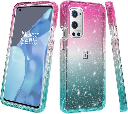 Vista 5 de Funda diseñada para OnePlus 9 PRO con purpurina de cuerpo completo 1+9 Pro, absorción de golpes, antiarañazos, resistente, duradera, protección