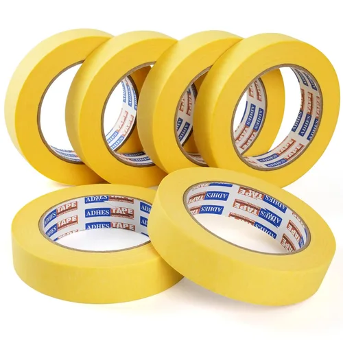Vista 11 de ADHES - Cinta adhesiva amarilla para pintores, 0.7 pulgadas x 55 yardas x 6 rollos, cinta segura para pared sin residuos para pintura de pared