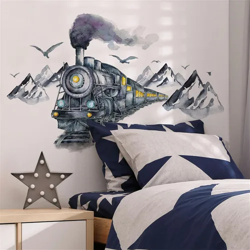 Vista 5 de Adhesivos de pared de coche de tren de tinta, calcomanías de pared 3D, autoadhesivas, extraíbles Papel tapiz decorativo decorativo para habitación