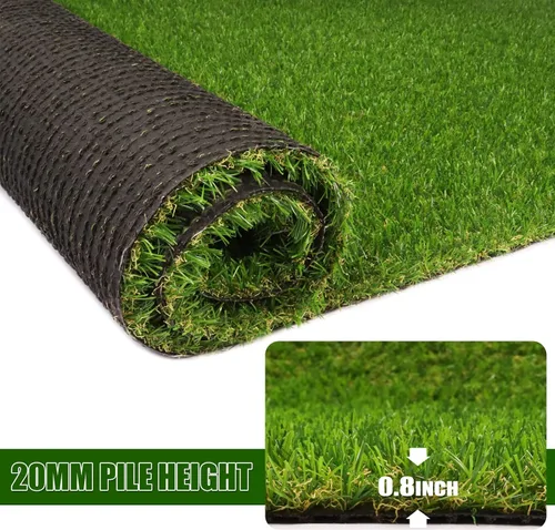 Vista 3 de AYOHA - Alfombra de césped artificial realista de 3 x 3 pies, altura del pelo de 0.8 pulgadas, alfombra de césped sintético falso, alfombra