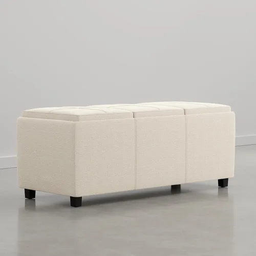 Vista 8 de SIMPLIHOME Avalon - Otomana de almacenamiento, otomana rectangular tapizada de cuero vegano de 42 pulgadas de ancho en color negro carbón, mesa