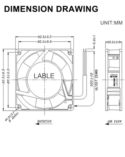 Vista 8 de GDSTIME Ventilador Axial de 90mm, 110V 120V CA, 92 mm x 92 mm x 25 mm, de rodamiento de bolas doble con cable de alimentación para proyectos