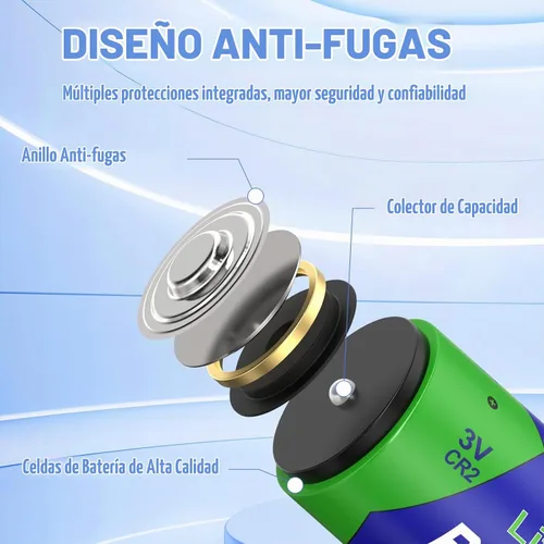 Vista 5 de PKCELL Batería de litio CR2 de 32 unidades CR2 3V CR2-32PC