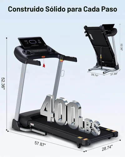 Vista 6 de Ateedge Cinta de correr resistente para el hogar, 18% de inclinación automática, capacidad de 400 libras, 3.5 HP, velocidad de 0.5 a 12 MPH