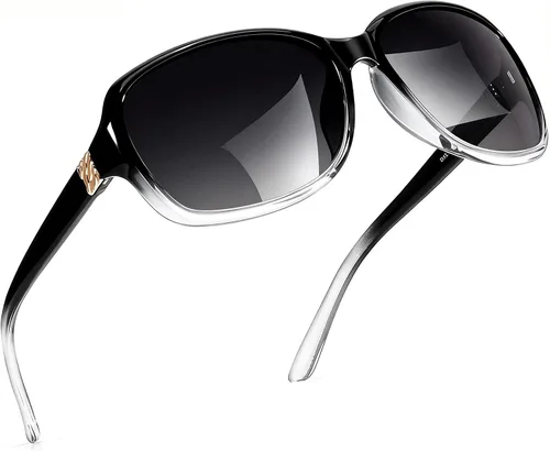 Vista 31 de SIPHEW - Gafas de sol polarizadas para mujer, gafas de sol cuadradas clásicas para mujer con protección UV Gafas de sol polarizadas negras A01