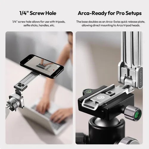 Vista 4 de ULANZI MA38 - Trípode magnético para teléfono para iPhone, mini trípode portátil para Magsafe con tornillo de doble cara de 1/4 pulgadas, gancho