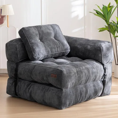 Vista 12 de MAXYOYO Sofá Cama Plegable, Sofá Convertible en Forma de L con Cama Plegable y Almohada, Silla Cama Plegable con Respaldo Portátil Cómoda para Piso