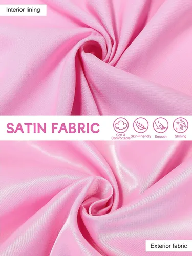 Vista 5 de AOTHSO Chaqueta de satén rosa de los años 50 con diadema, 2 bufandas, 2 aretes, 2 gafas para mujeres, disfraz de cosplay para adultos de Halloween