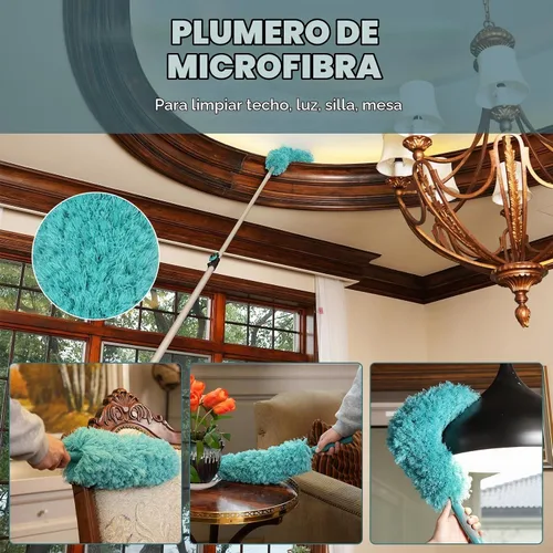 Vista 5 de Kit de plumero de gran alcance de 20 pies TelesPro con poste de extensión de 5-12 pies, kit de limpieza para techos altos y limpieza de ventanas