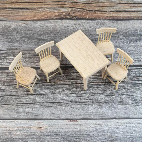 Vista 9 de AUEAR, Juego de 5 accesorios de madera para mesa de comedor en miniatura, 1 12