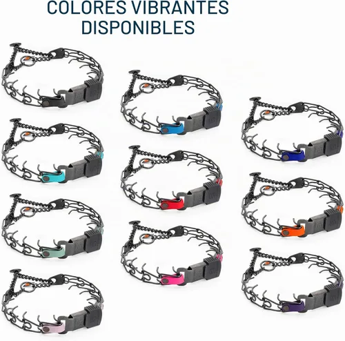 Vista 5 de Collar para Perro Herm Sprenger de Acero Inoxidable Negro con Hebilla de Liberación Rápida ClicLock y Inserción de Biothane Collar de Entrenamiento