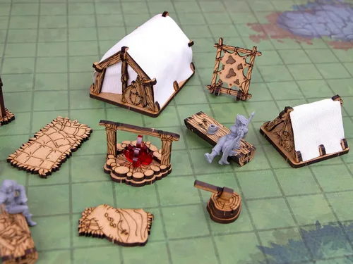 Vista 7 de TowerRex Adventurers Camp D&D Terreno, terreno de dispersión de muebles para miniaturas de 0.984 in, 1.260 in, 1.102 in, accesorios DND