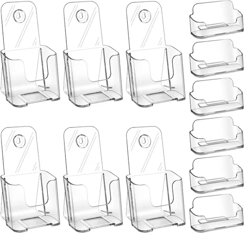 Vista 8 de zavekia Soporte acrílico para folletos de 0.4 pulgadas de ancho, soporte para folletos de montaje en pared, organizador de encimera, soportes