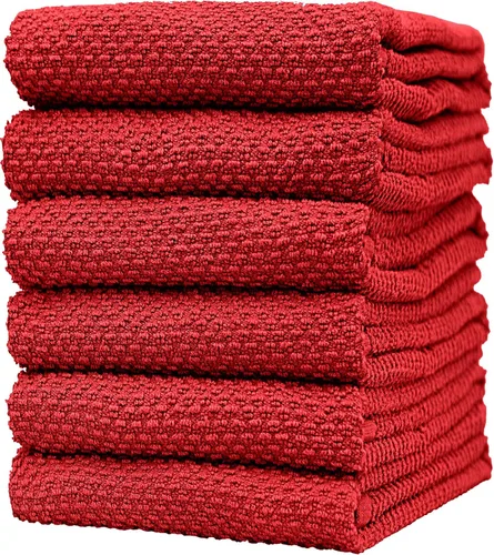 Vista 15 de Toallas de cocina de alta calidad, toallas de mano grandes de algodón, paquete de 6, diseño de palomitas de maíz (16 x 26 pulgadas), juego de paños