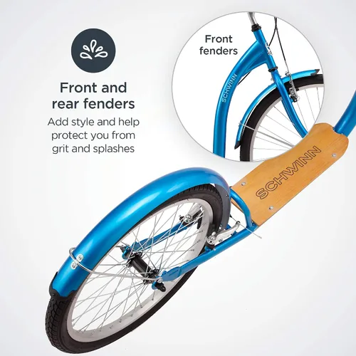 Vista 3 de Schwinn - Patinete Shuffle para adultos con rueda delantera de 26 pulgadas, rueda trasera de 20 pulgadas, frenos lineales de aleación y marco
