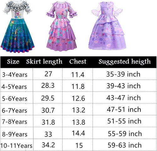 Vista 4 de Mirabell princess dress encanto cartoon style dress girl fashion clothes with bag