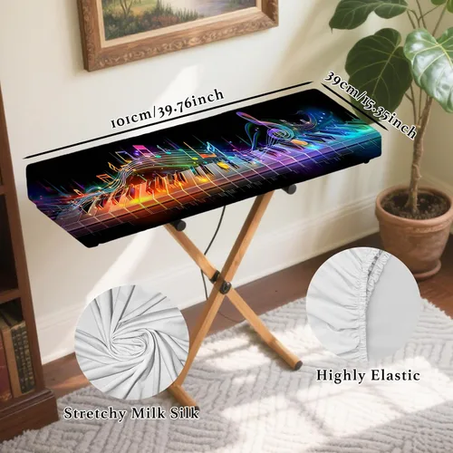 Vista 2 de Nuxovilar Funda Piano Teclado Seda Leche VC04236-S Protector elástico para teclado, funda de polvo para instrumentos digitales, espacio de estudio