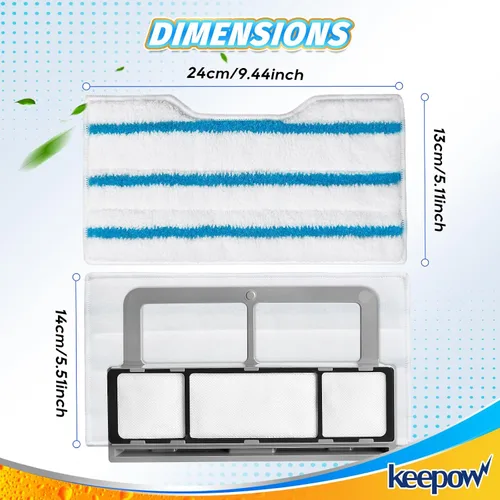 Vista 4 de KEEPOW Recambios de almohadillas reutilizables compatibles con Shark VACMOP Paquete de 4+2+1 (azul/blanco)