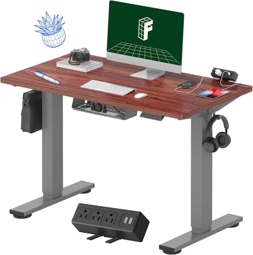 Vista 34 de FLEXISPOT EN2 Escritorio de pie de una pieza completa con regleta de alimentación de abrazadera, escritorio eléctrico de altura ajustable de 40 x 24