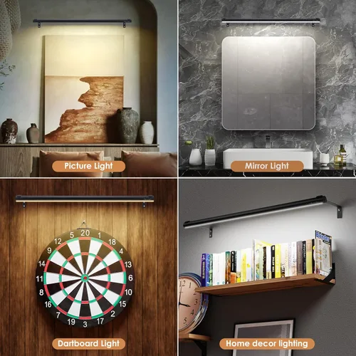 Vista 6 de Luz de imagen a pilas inalámbrica, luz de exhibición de pintura recargable/con enchufe de 31.5 pulgadas, luces de pared con control remoto con tres