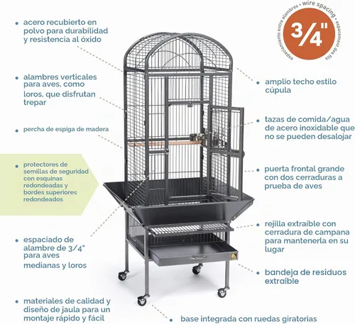 Vista 4 de Prevue Pet Products 34511 Dometop - Jaula para pájaros, pequeña, color negro negro (Black Hammertone)