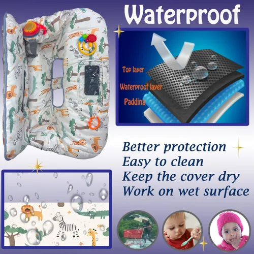 Vista 5 de Funda para carrito de compras para bebés y niños pequeños, funda impermeable para carrito de comestibles y silla alta, funda acolchada suave