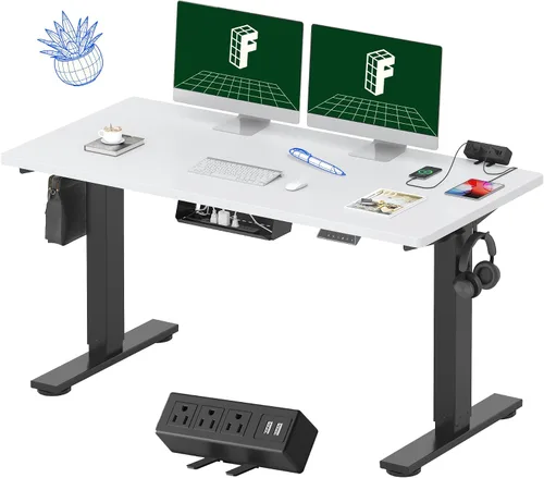 Vista 39 de FLEXISPOT EN2 Escritorio de pie de una pieza completa con regleta de alimentación de abrazadera, escritorio eléctrico de altura ajustable de 40 x 24