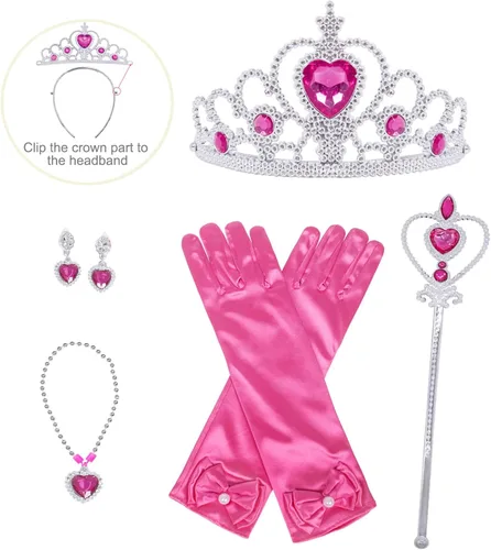 Vista 5 de Vestido elegante de princesa rosa para niñas, disfraz de fiesta de cumpleaños de Halloween, vestidos para niñas
