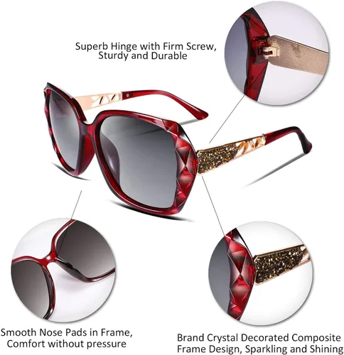 Vista 64 de FEISEDY - gafas de sol polarizadas para mujer, marco compuesto brillante B2289