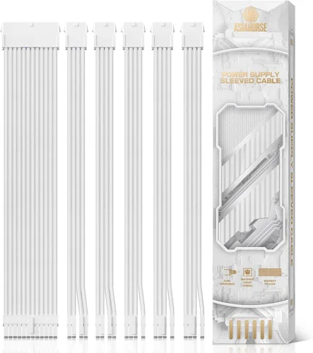 Vista 11 de Asiahorse Cable con funda de fuente de alimentación para cable de extensión de fuente de alimentación, kit de cable de extensión 1x24-PIN/2x8-PORT