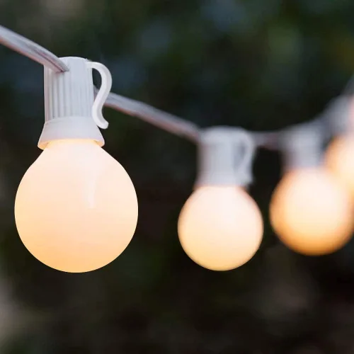 Vista 12 de Luces de Cadena Blancas para Exteriores de 50 Pies con 20 Bombillas Transparentes, Luces de Cadena de Patio Globo G40 para Interiores/Exteriores