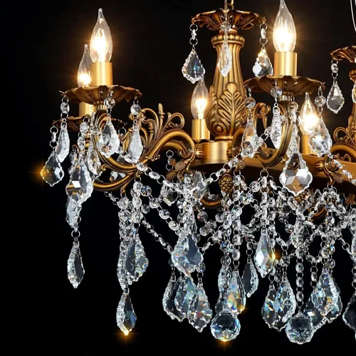Vista 2 de Candelabros de Cristal Contemporáneos Lámpara Colgante de Isla 8 Luces Colgante de Vela Rectangular Lámpara de Techo para Comedor, Sala de Estar