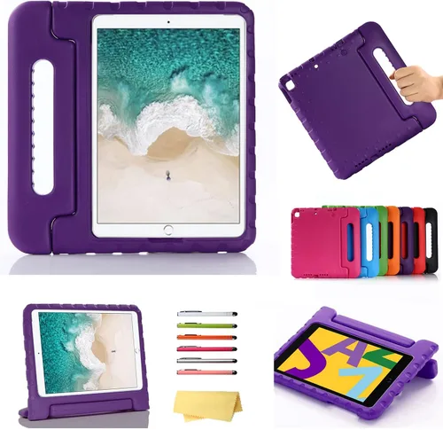 Vista 9 de Funda infantil para iPad de 9ª/8ª/7ª generación de 10.2 pulgadas con mango giratorio/soporte, ligera, suave, espuma EVA, a prueba de golpes, 01#