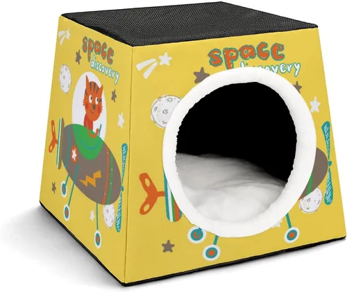Vista 17 de Cama para gatos y gatos, sofá impreso con almohada pequeña para gatitos, perros pequeños, mono de fútbol