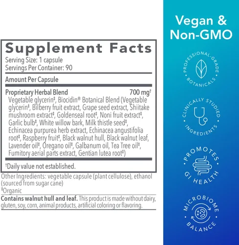 Vista 7 de Biocidin Capsules – Disruptor de Biopelícula – Apoya la Limpieza de Desintoxicación Intestinal, Equilibrio Microbiano Saludable, Función Inmunitaria