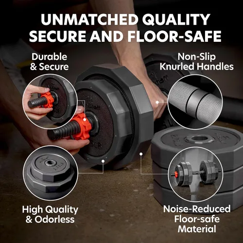 Vista 3 de AmStaff 3-in-1 Adjustable Dumbbell, Kettlebell, Barbell Set, 2-43lbs, 12 Weight Levels, Compact Multifunctional Home Gym, Enhanced Transition
