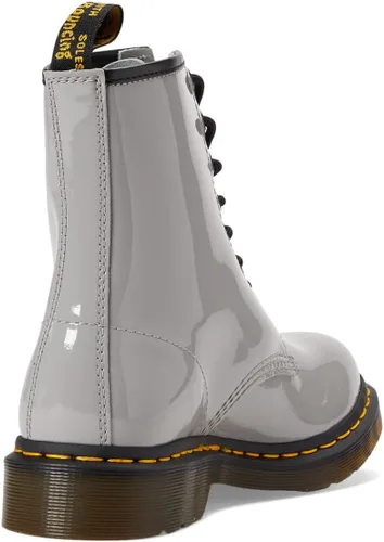 Vista 5 de Dr. Martens Bota de moda de charol 1460 W para mujer, Gris (Zinc Grey)
