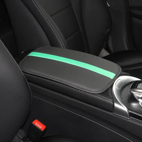 Vista 14 de Tapete para reposabrazos de automóvil, funda de cuero sintético, cubierta de consola central universal, impermeable, accesorios interiores de Azul