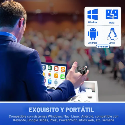 Vista 6 de Presentador inalámbrico USB tipo C con láser, control remoto de presentación, anillo para el dedo, clicker de PowerPoint, avance de diapositivas