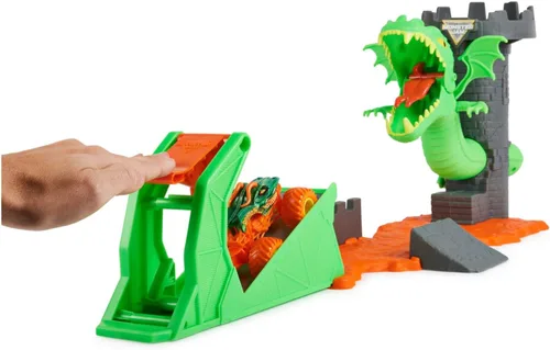 Vista 9 de Monster Jam, juego Dueling Dragon con camión monstruo Dragón exclusivo a escala 1:64, juguetes para niños de 3 años en adelante