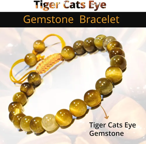 Vista 252 de Adjustable Crystal Bracelet – Gemstone Bead Bracelet with Adjustable Macrame String – Chic Gemstone Bracelet for Men and Women – 8mm Round Healing