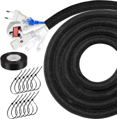 Vista 11 de Funda de organización de cables divididos de 10 pies, protector de cable de telar de alambre para cables de arnés automotriz de alta temperatura