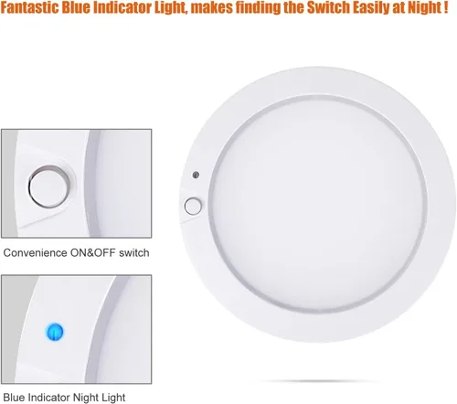 Vista 5 de Facon luz LED de techo de 12 vatios para RV con interruptor para casa rodante, rámper, botes, de 5 pulgadas