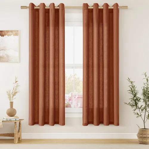 Vista 17 de Cortinas de lino negro para dormitorio y sala de estar de 84 pulgadas de largo, juego de 2 paneles, para habitación de niños, filtro de luz