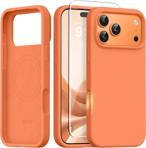 Vista 189 de GONEZ Funda magnética para iPhone 14, compatible con Magsafe, con protector de pantalla + protector de cámara, forro de microfibra antiarañazos