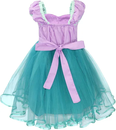 Vista 6 de HenzWorld Disfraz de princesa para niña con tutú de sirena, fiesta de cumpleaños, cosplay