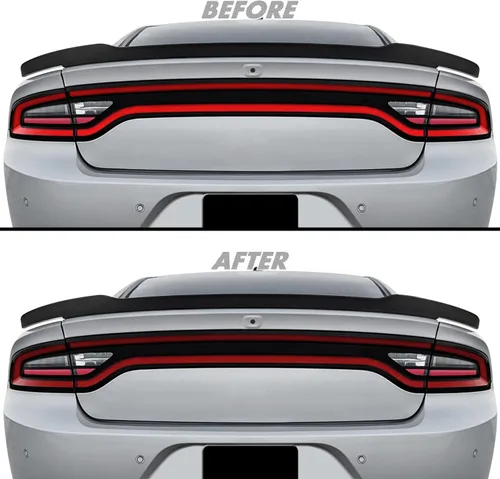 Vista 7 de SlickMod Tinte de humo de vinilo precortado para luz trasera Dodge Charger 2015-2022 (20% humo oscuro, 1. luz trasera)