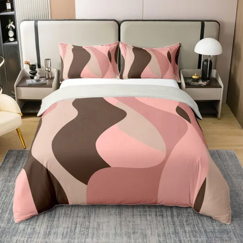 Vista 9 de Erosebridal Juego de ropa de cama geométrica de 100 % algodón, tamaño individual, funda de edredón de remolinos rojos, blancos y grises, funda
