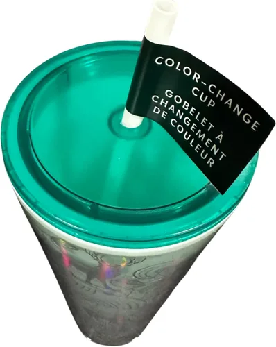 Vista 3 de Starbucks Vaso con cambio de color de bosque de invierno de menta navideña 2022, 24 onzas, Venti